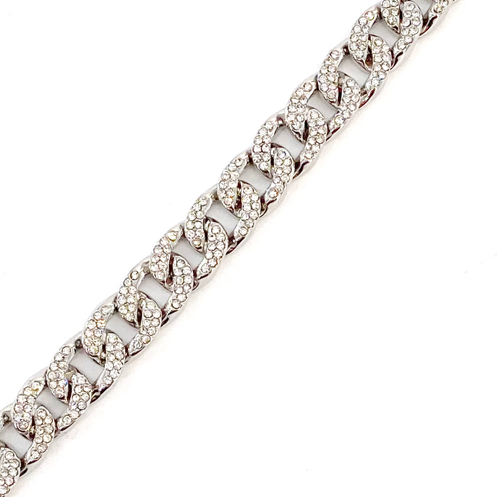 Thin design Rhinestones Cuban Chain and Bracelet