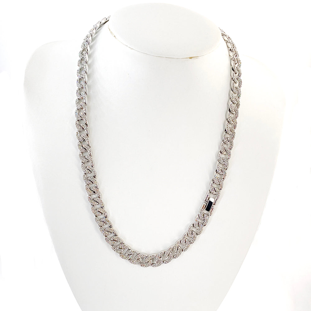 Thin design Rhinestones Cuban Chain and Bracelet