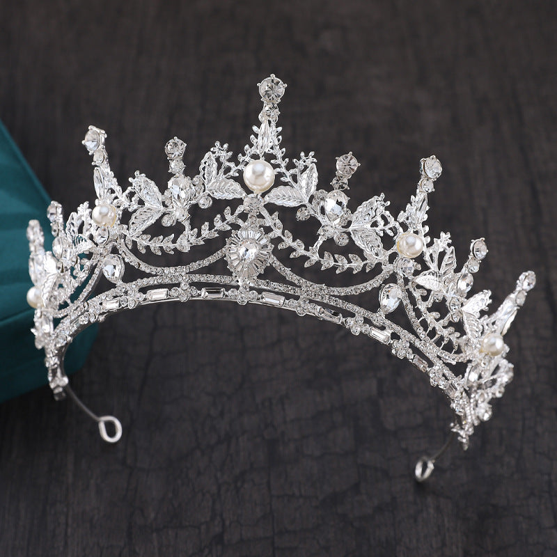 Bridal crown, fashion pearl rhinestone tiara, photo birthday crown, wedding dress accessories