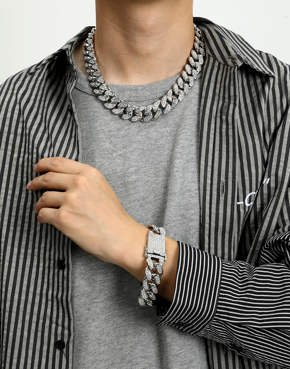 Cuff Cuban Chain and Bracelet