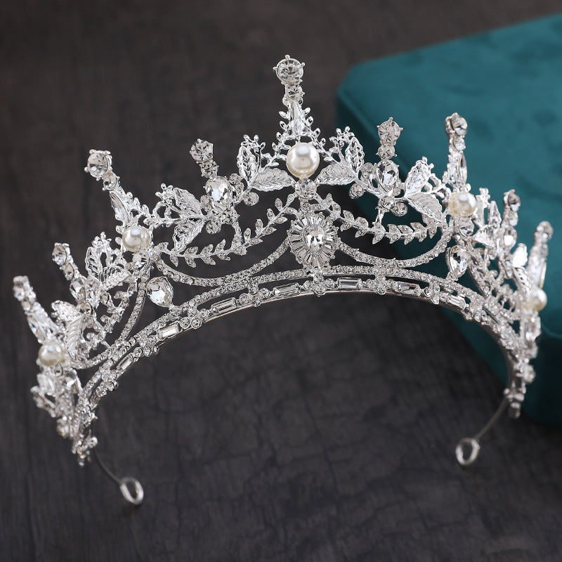 Bridal crown, fashion pearl rhinestone tiara, photo birthday crown, wedding dress accessories