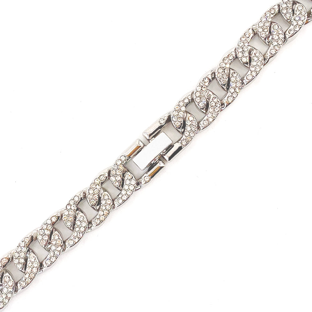 Thin design Rhinestones Cuban Chain and Bracelet