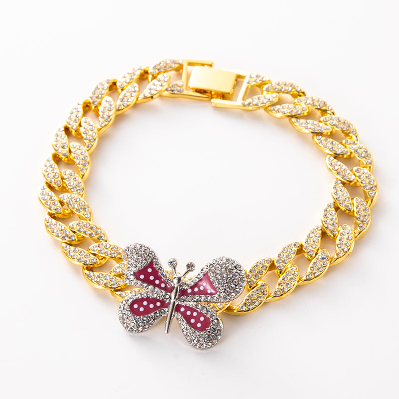 Single Butterfly Cuban Link and Bracelet