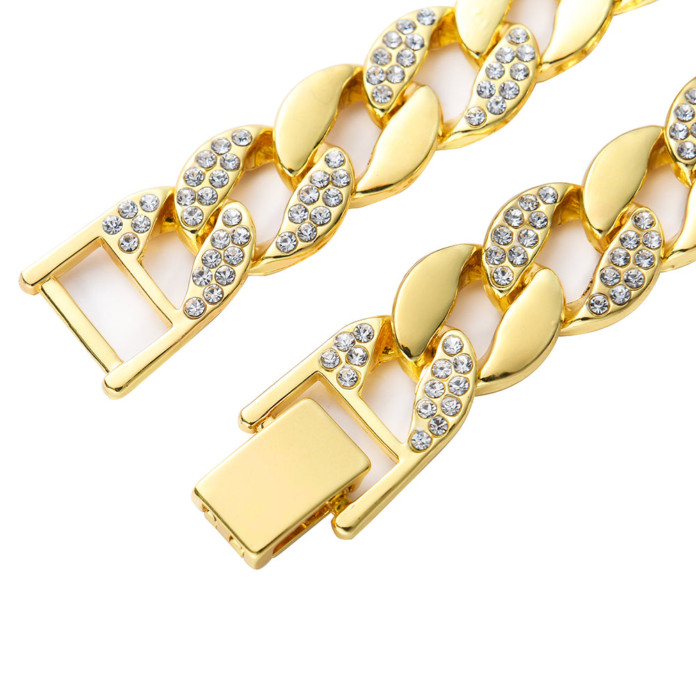 Four Row Cuban Chain and Bracelet