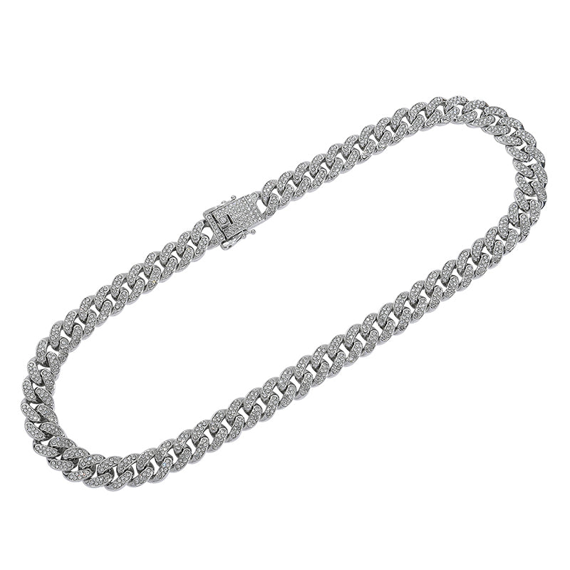 Classic Rhinestones Cuban Chain and Bracelet