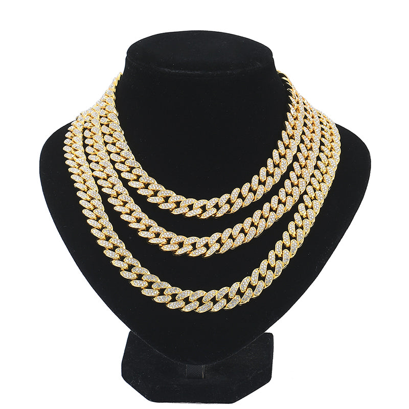 Classic Rhinestones Cuban Chain and Bracelet