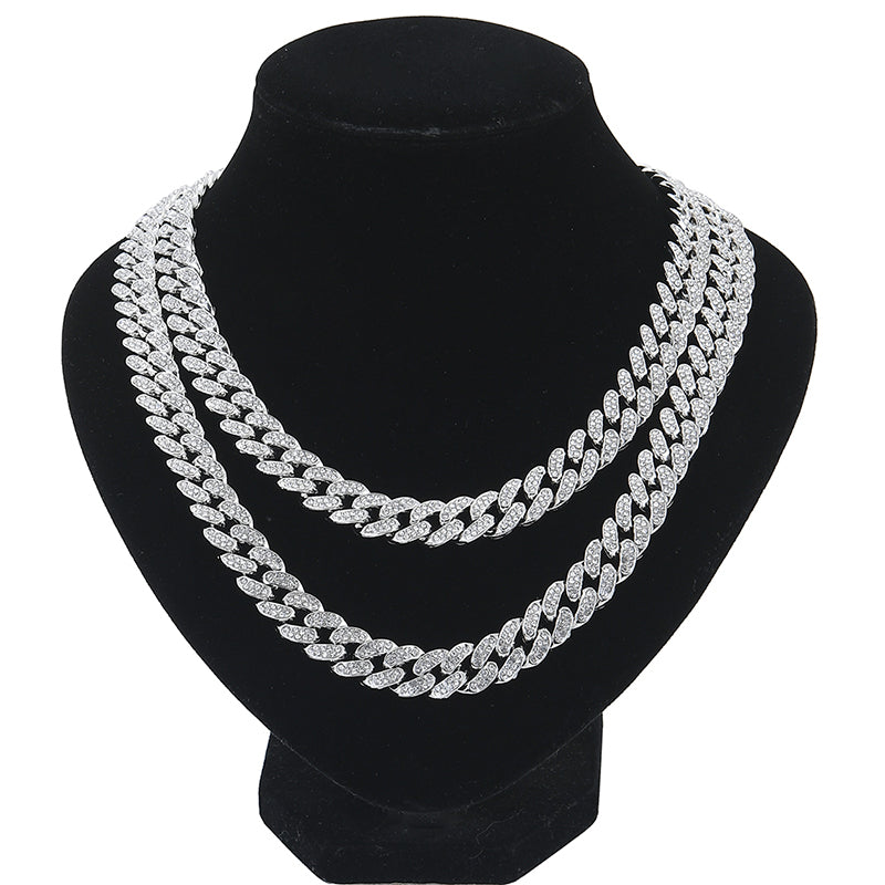 Classic Rhinestones Cuban Chain and Bracelet