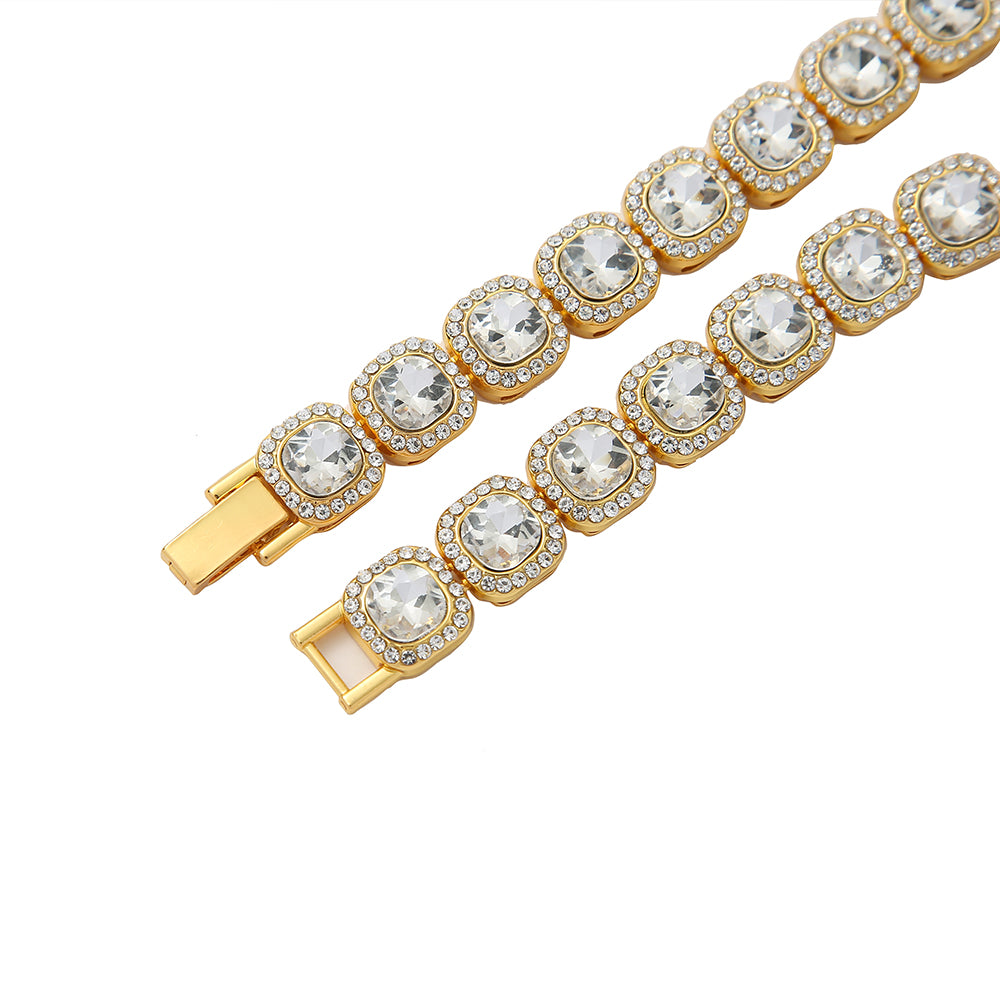 Gaint Rhinestones Single Put Cuban link and Bracelet