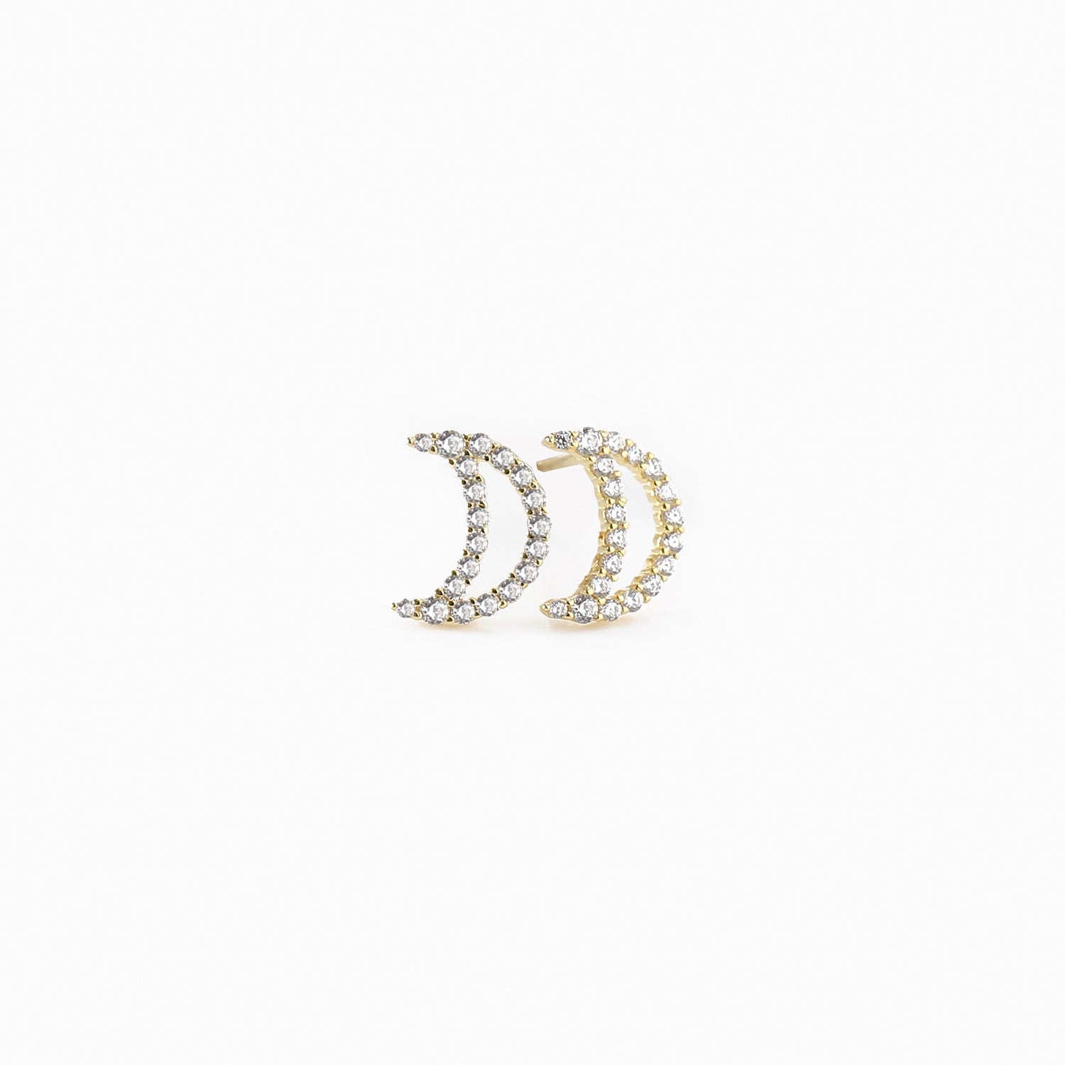 Micro-inlaid Zircon Sterling Silver Moon Earrings