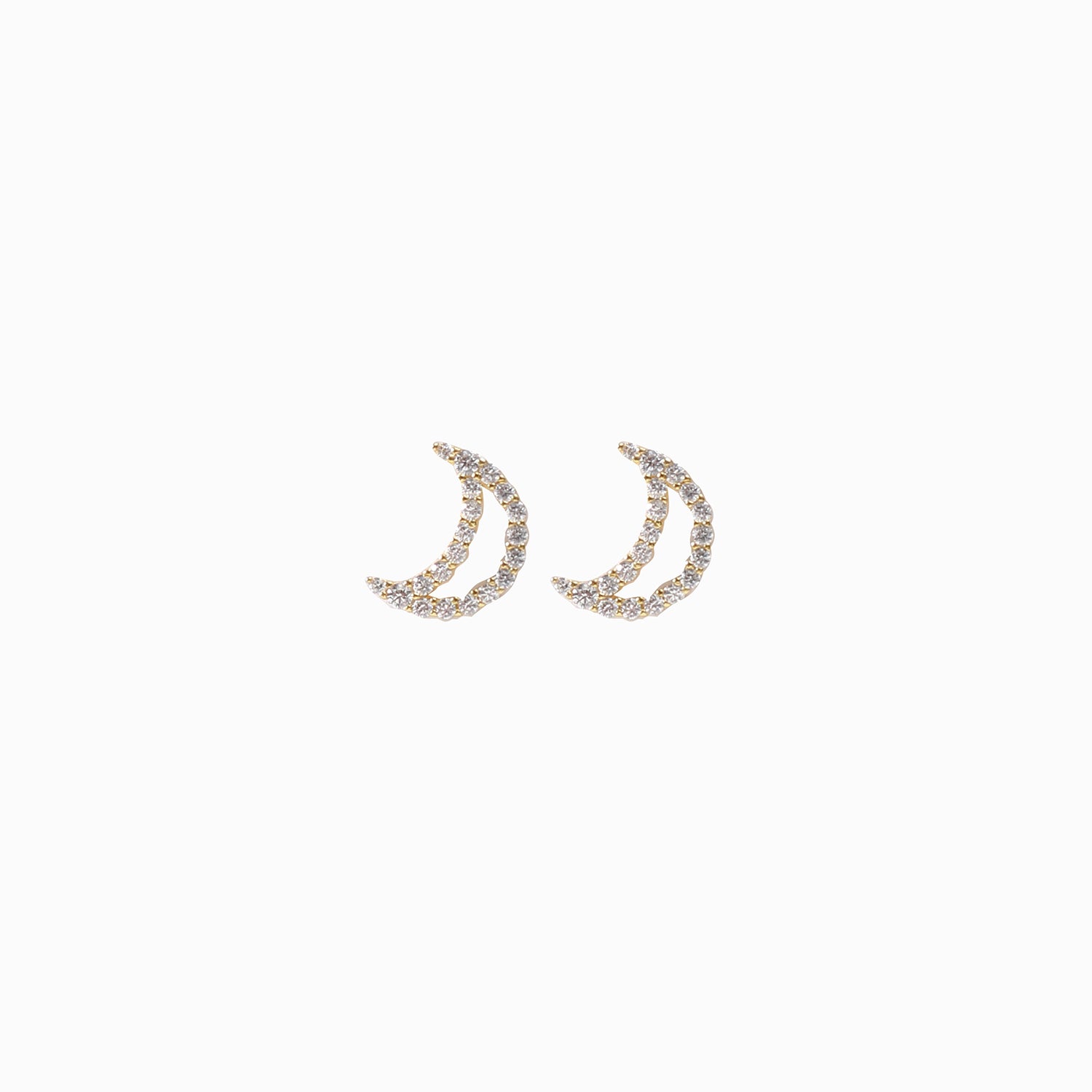 Micro-inlaid Zircon Sterling Silver Moon Earrings