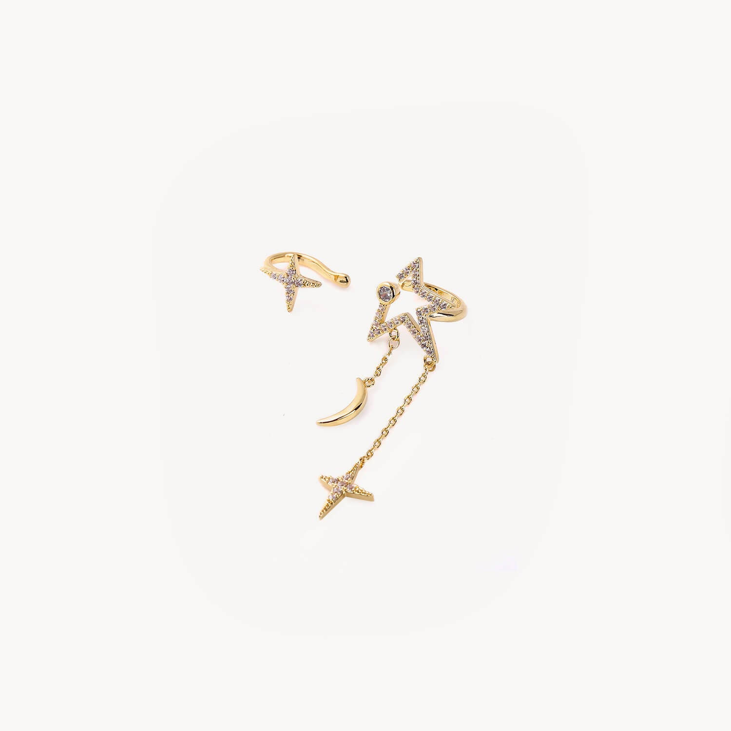 Temperament star moon earrings without pierced ears