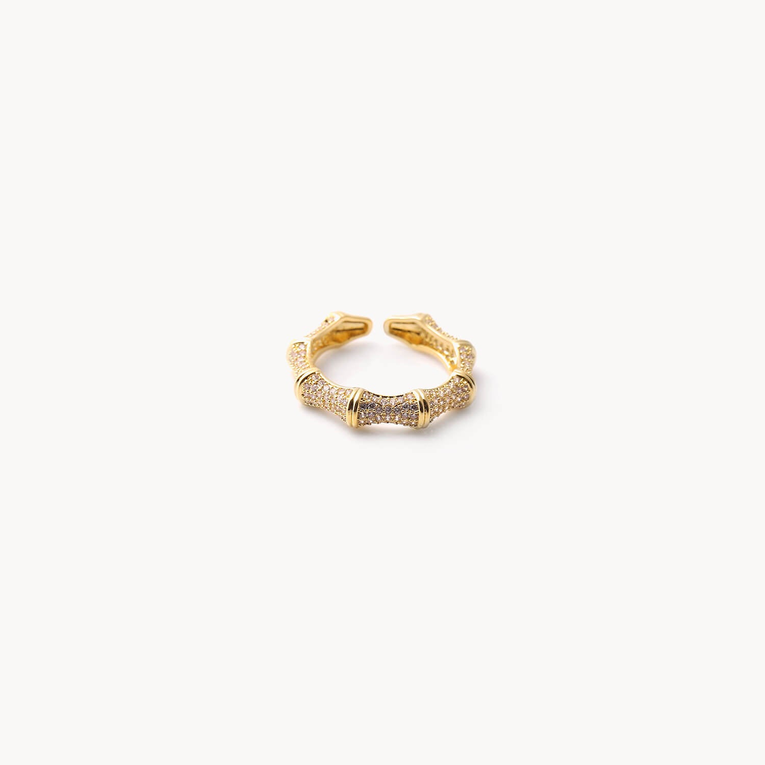 Light luxury inlaid zirconium bamboo ring ring