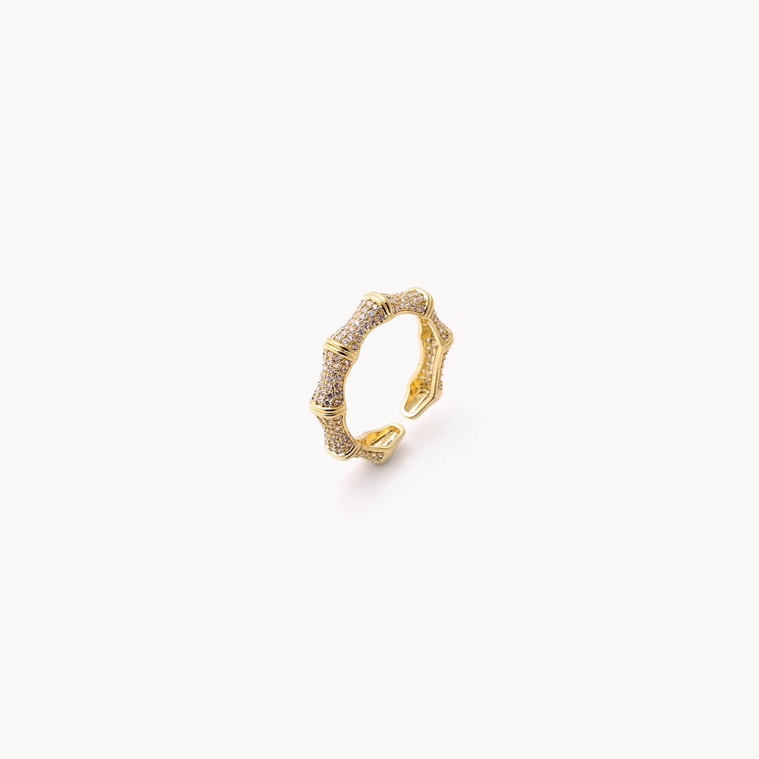 Light luxury inlaid zirconium bamboo ring ring