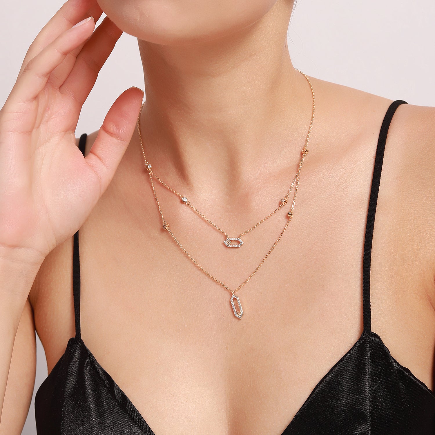 Smart Double Layer 18K Gold Clavicle Necklace