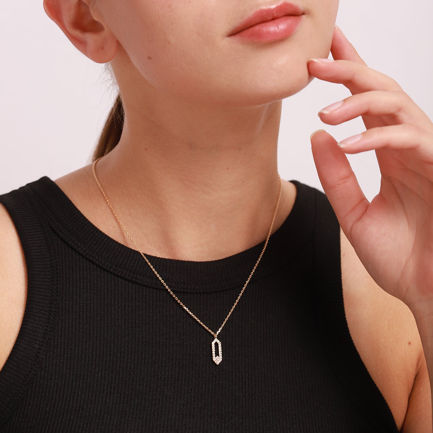 S925 silver geometric Pendant with zirconium Necklace