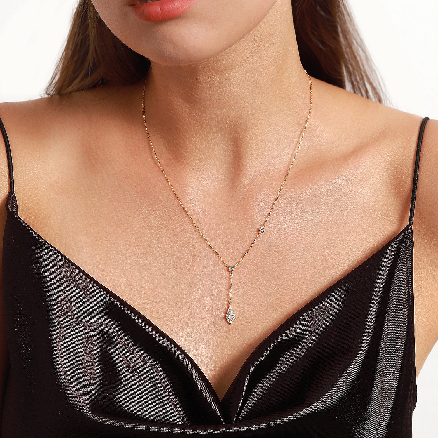 Fashion Y-shaped tassel zirconium Necklace