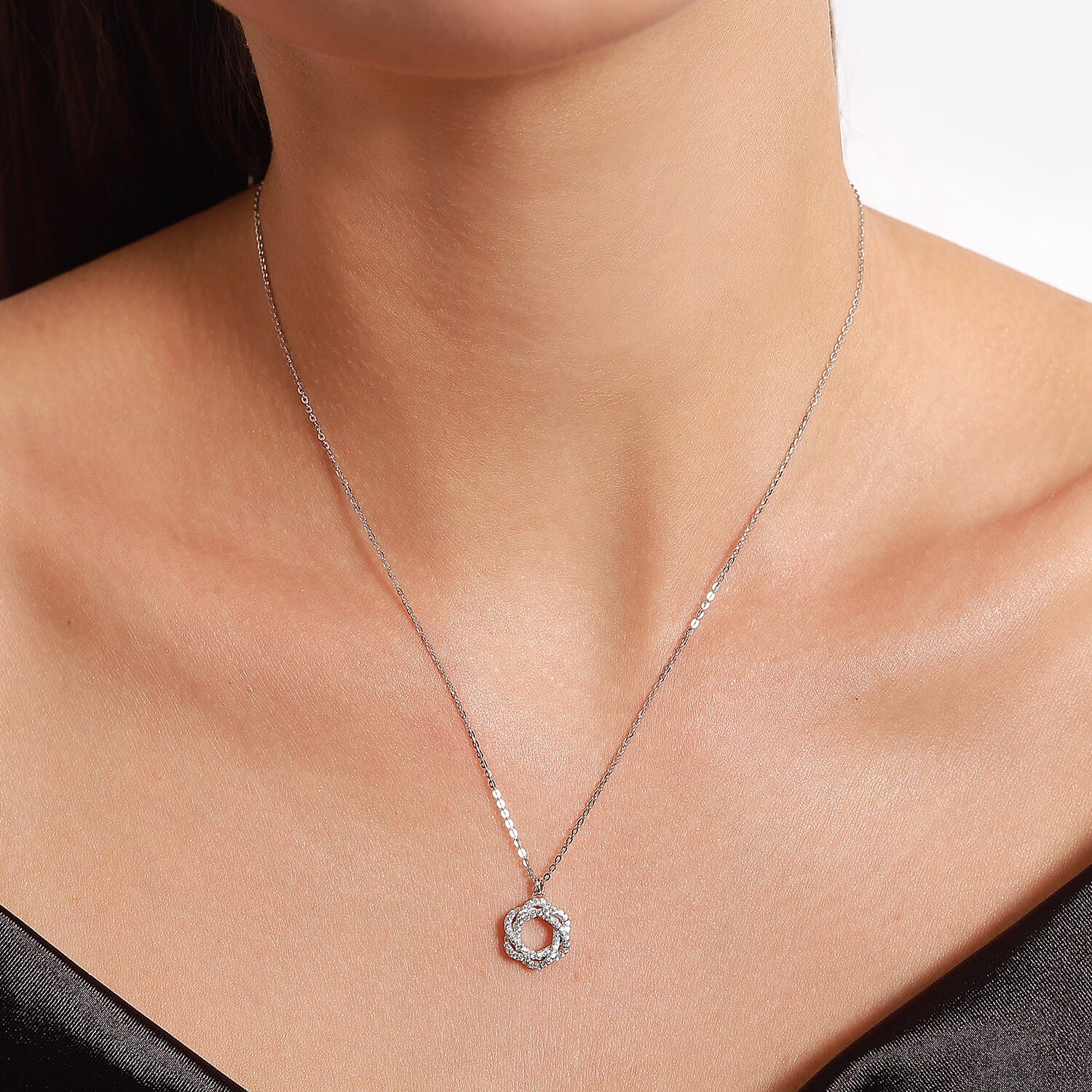 S925 Silver Lucky ring zirconium Necklace