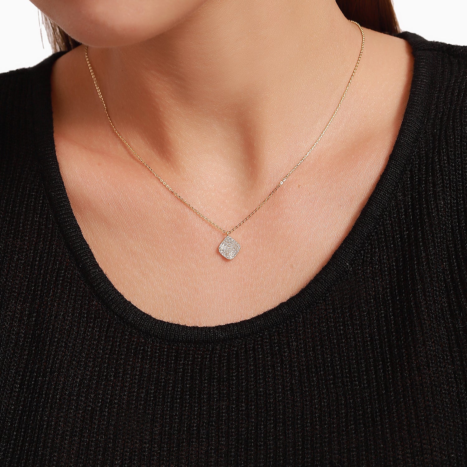 Geometric Diamond Pendant Necklace with Zirconium