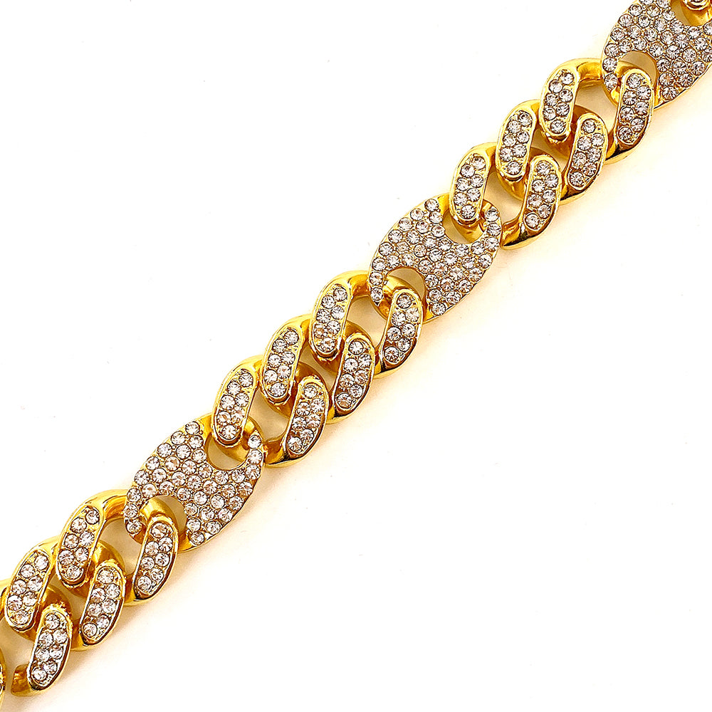 Sterling Rhinestones Cuban Chain and Bracelet