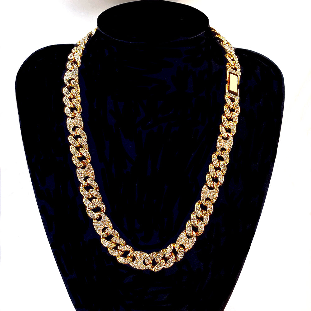 Sterling Rhinestones Cuban Chain and Bracelet