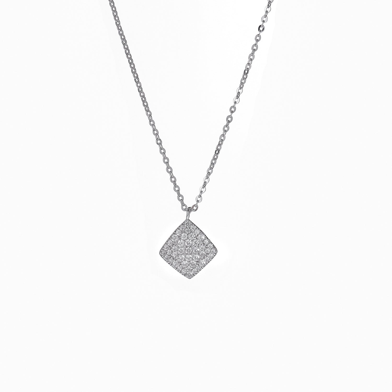 Geometric Diamond Pendant Necklace with Zirconium