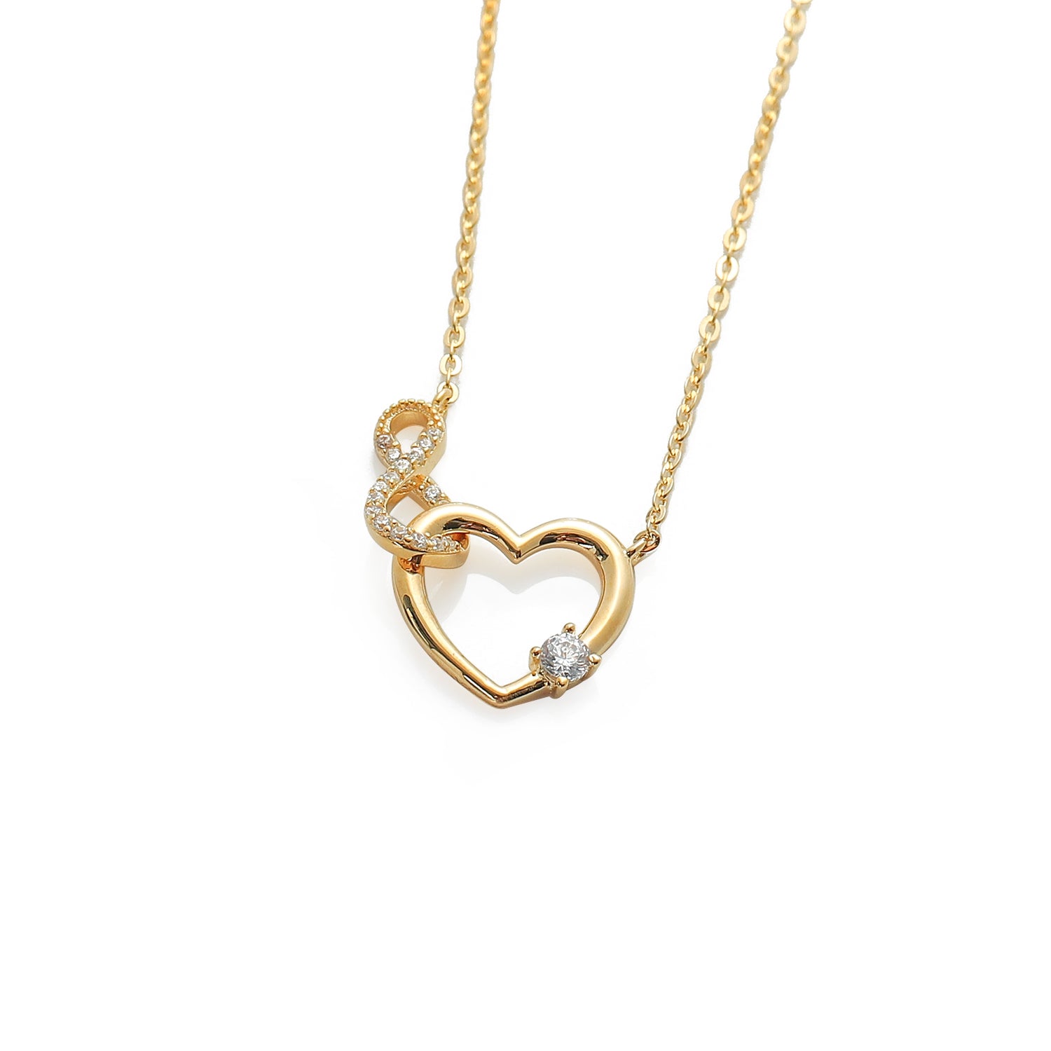 Exquisite Wisp Hollow Heart-Shaped Zircon Necklace