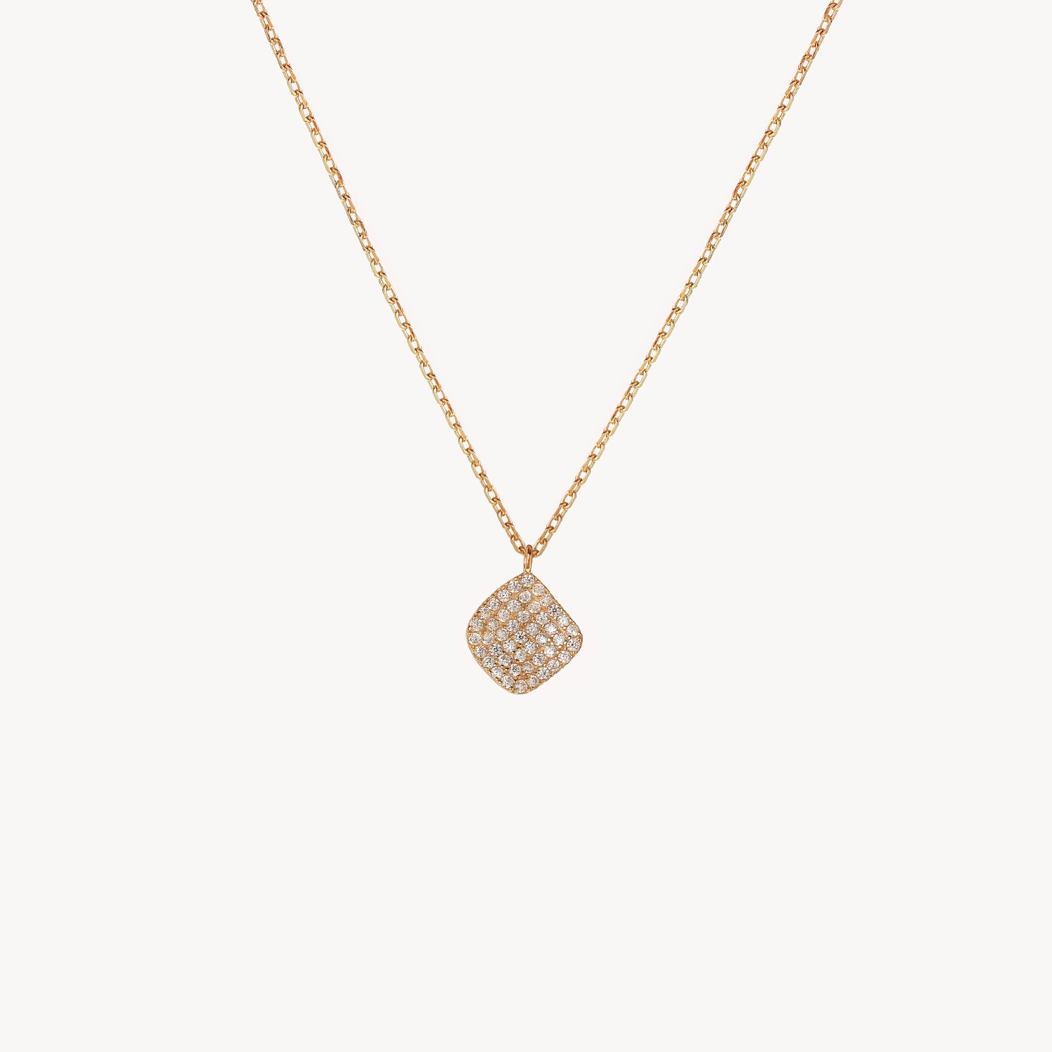 Geometric Diamond Pendant Necklace with Zirconium