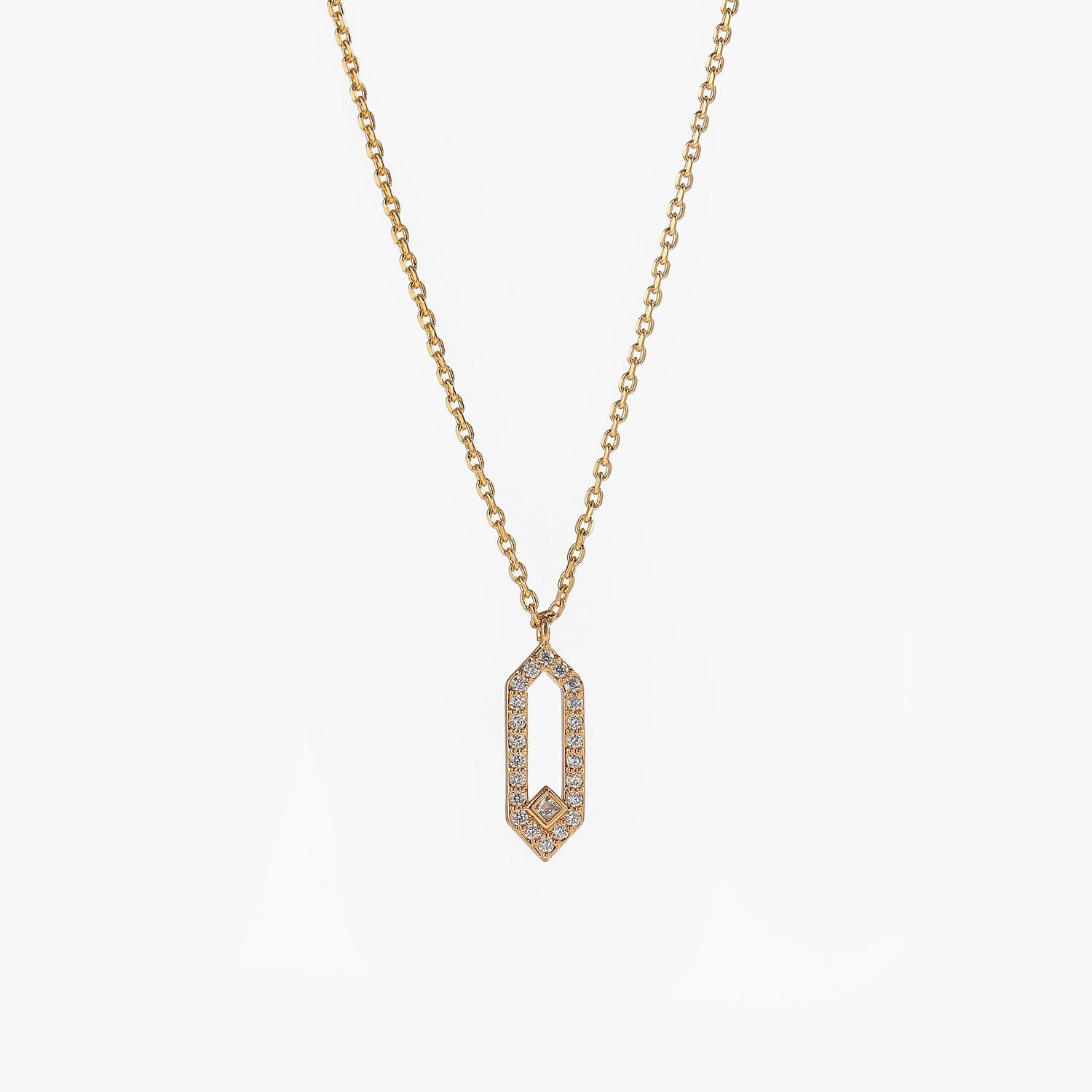 S925 silver geometric Pendant with zirconium Necklace