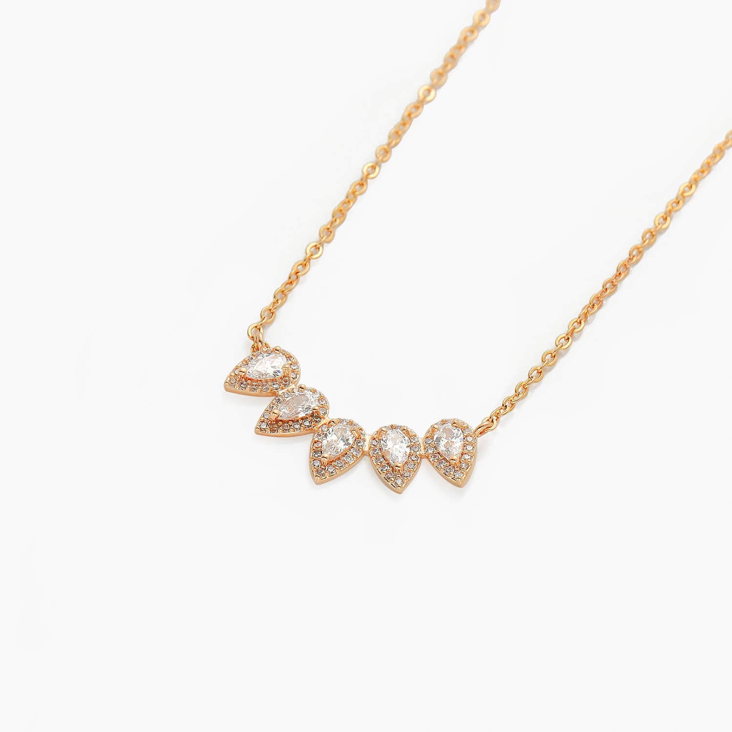 Fashion Zircon Necklace 18K Gold Heart Pendant