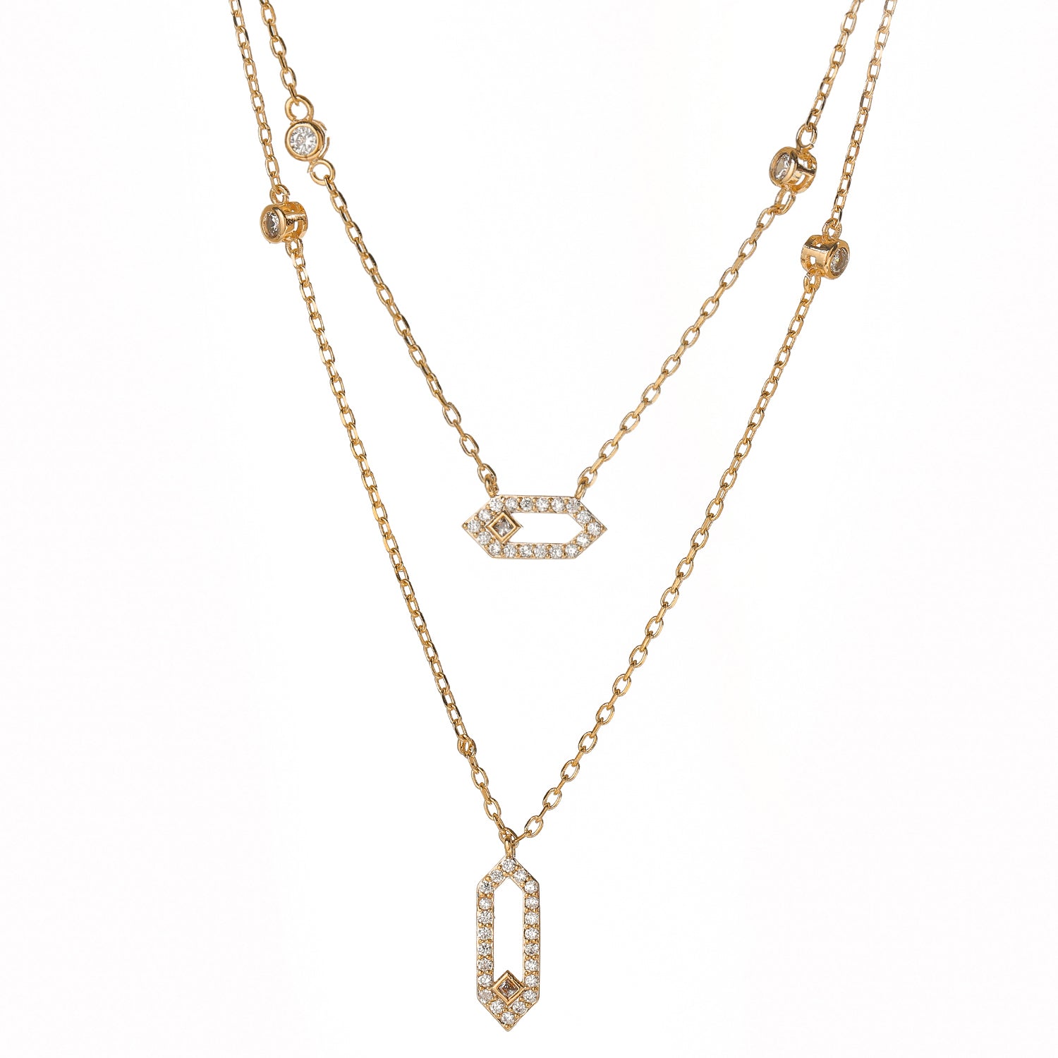 Smart Double Layer 18K Gold Clavicle Necklace