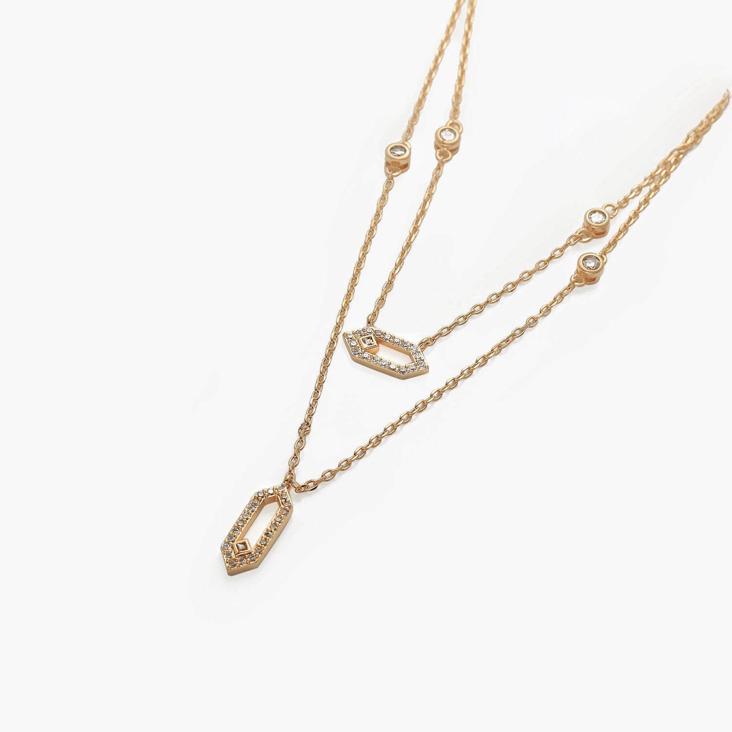 Smart Double Layer 18K Gold Clavicle Necklace