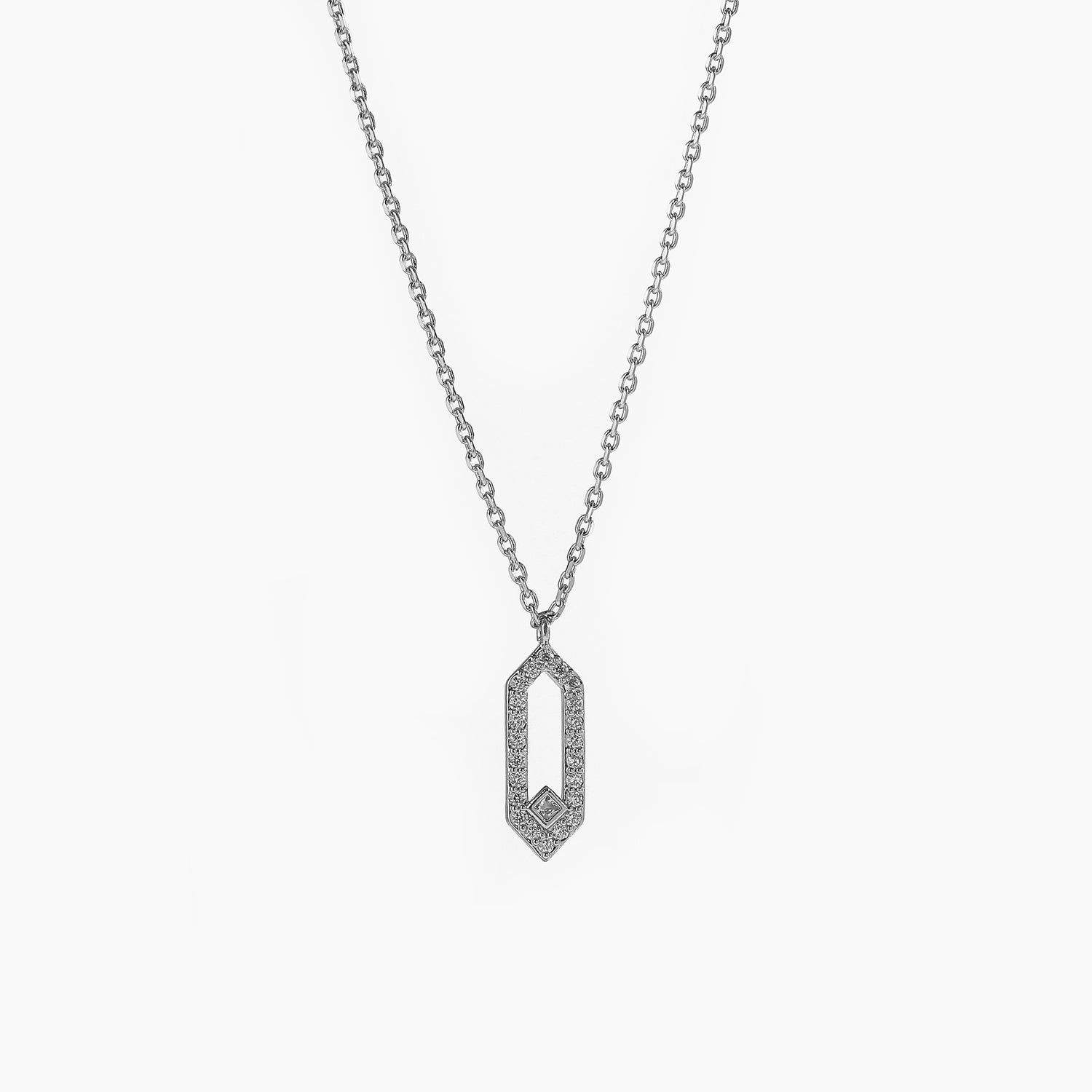 S925 silver geometric Pendant with zirconium Necklace