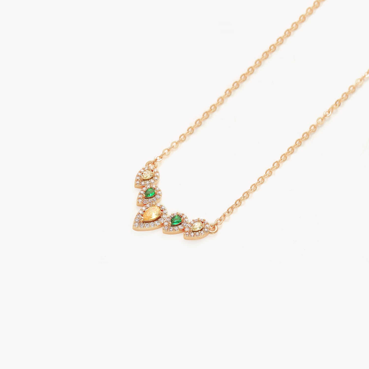 18K Gold Heart Pendant Zircon Necklace