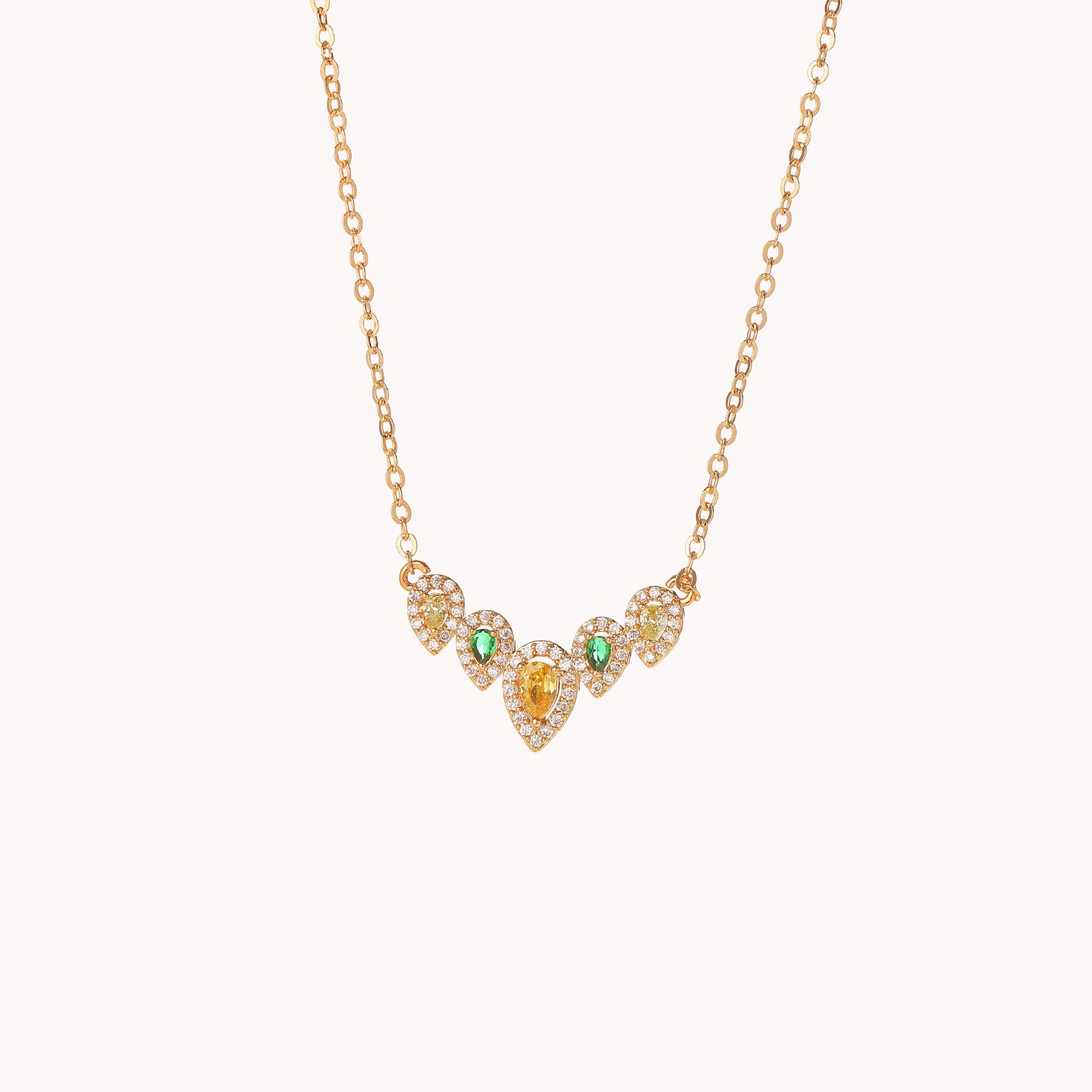 18K Gold Heart Pendant Zircon Necklace