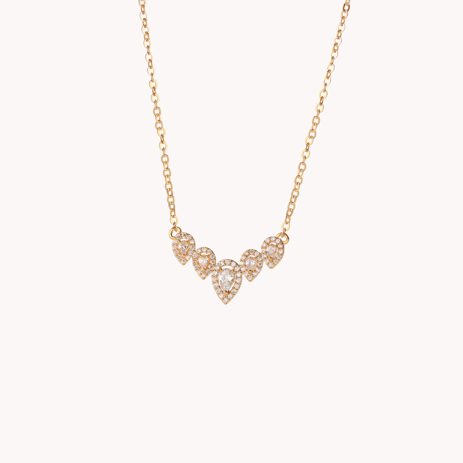 18K Gold Heart Pendant Zircon Necklace