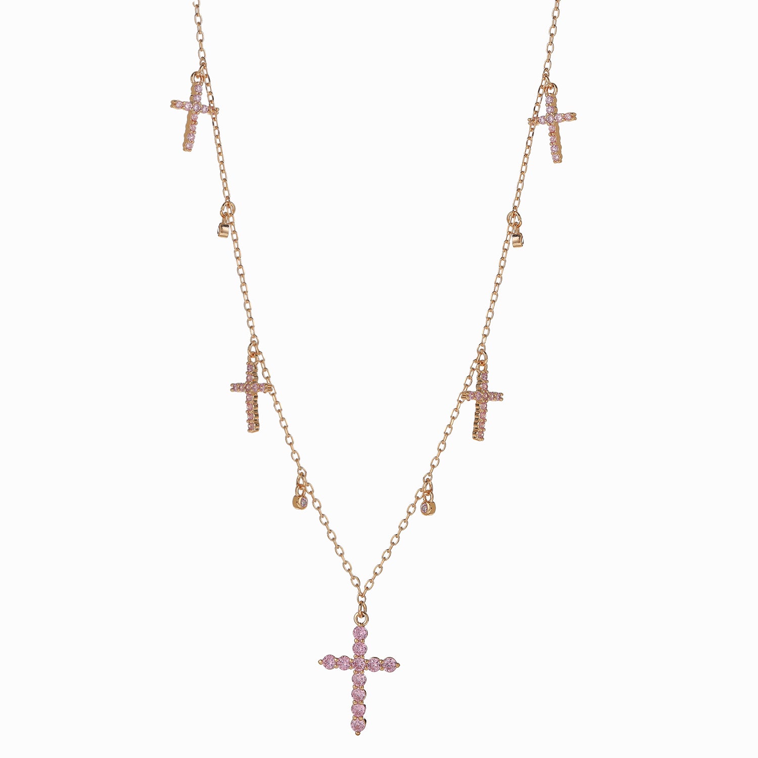 Classic Simple 18K Gold Cross Zirconium Necklace